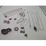 A collection of various silver jewellery