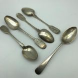 A Lot of 4 Victorian Exeter silver tea spoons, Together with Sheffield tea spoon. Exeter maker
