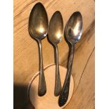 3 Large Sheffield silver desert spoons. 2 Made by Viner's Ltd. 180grams in weight.