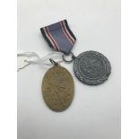 A WW1 German Kyfhausserbund commemorative medal, together with WW2 German Nazi Medal.