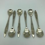 A Set of six 800 grade Maltese silver tea spoons.