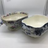 Mason's Tureen dish together with Cresham blue and white tureen dish.