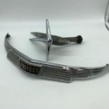Vintage Ford Prefect car grill mascot and chrome grill piece. Styled in an Art Deco form.
