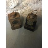 A Pair of vintage Railway Oil Lanterns (glass intact)