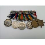 WW1 medal trio together with WW2 defence medal, long service and good conduct medal and Georgivs