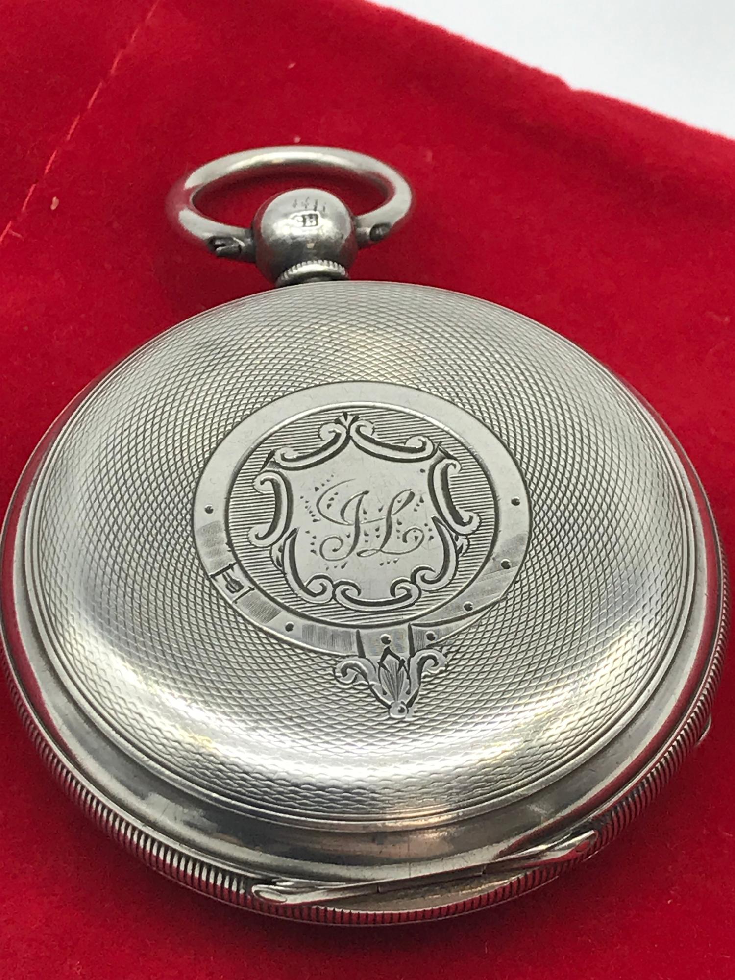 A Chester silver pocket watch, Fusee movement. Comes with key and small chain. Silver maker Jesse - Image 6 of 7