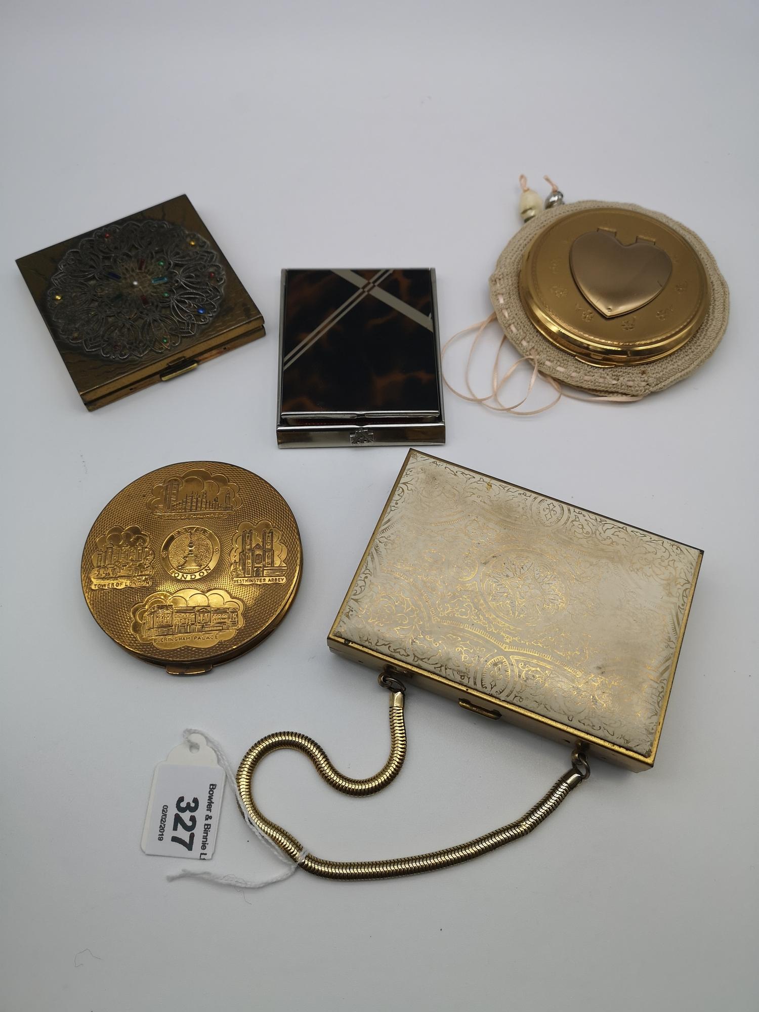 A lot of four vintage powder compacts , together with a vintage handbag combination powder compact/ - Image 2 of 2