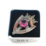 A sterling silver and agate lucken booth brooch together with 9ct gold pin & 1 other