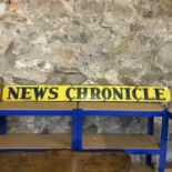 Antique metal and enamel "News Chronicle" sign. Measures 158x15cm