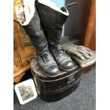 A Pair of WW2 (Escape) pattern flying boots. A Pair, with black shoe and lambs wool lined upper