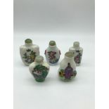 A Lot of 5 Oriental porcelain perfume bottles