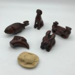 A lot of six oriental hand carved netsuke figurines