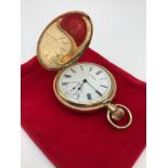 A 14ct gold plated pocket watch by AM. Watch Co Waltham Mass No7524136