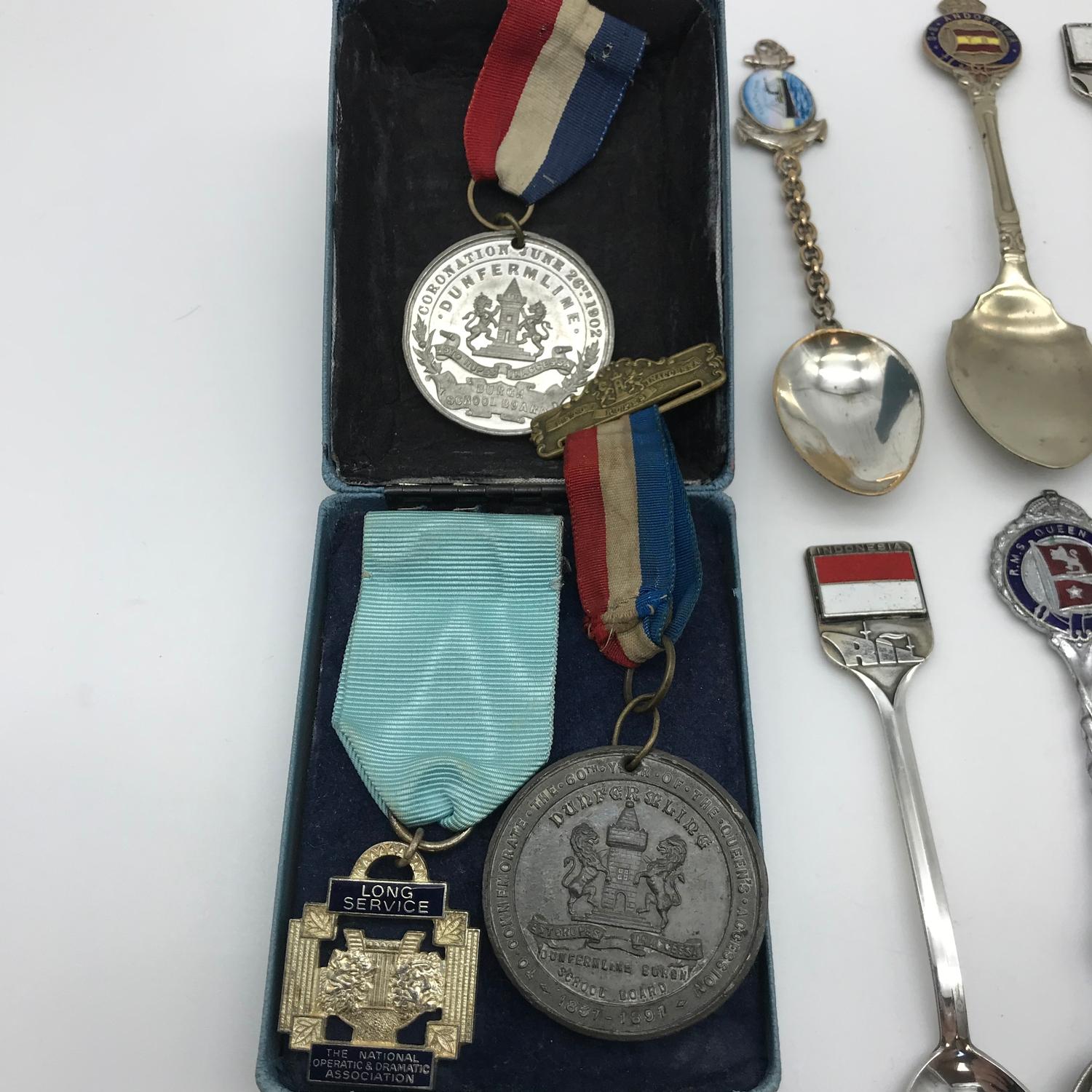 A Collection of Nautical souvenir spoons which includes Birmingham silver and enamel spoon, Together - Image 3 of 5