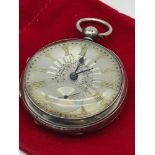 A Chester silver pocket watch, Fusee movement. Comes with key and small chain. Silver maker Jesse