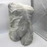 A Heavy marble semi nude lady body sculpture. Signed with a Chinese signature and dated 1999.