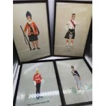 A quantity of four regimental prints/paintings (Marino) to include; Grenadier 42nd (Highland)