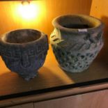 Two stoneware garden planters