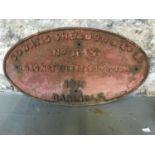 Large Cowants Sheldon and Co Ltd cast iron heavy sign ‘Load Not To Exceed 120 Tons) Marked 1913