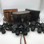 A Lot of 3 pair of binoculars and cases, Includes two pairs of Lizars and Russian set.