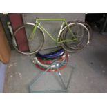 Large selection of vintage bike parts to include two frames and a large selection of mud guards.