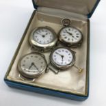 A Lot of 4 antique wrist watches and pocket watch, 3 are silver cased. (Unchecked)