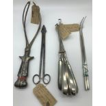 A Lot of vintage 20th century Medical midwifery and surgical tools to include Forceps, Josh Gray