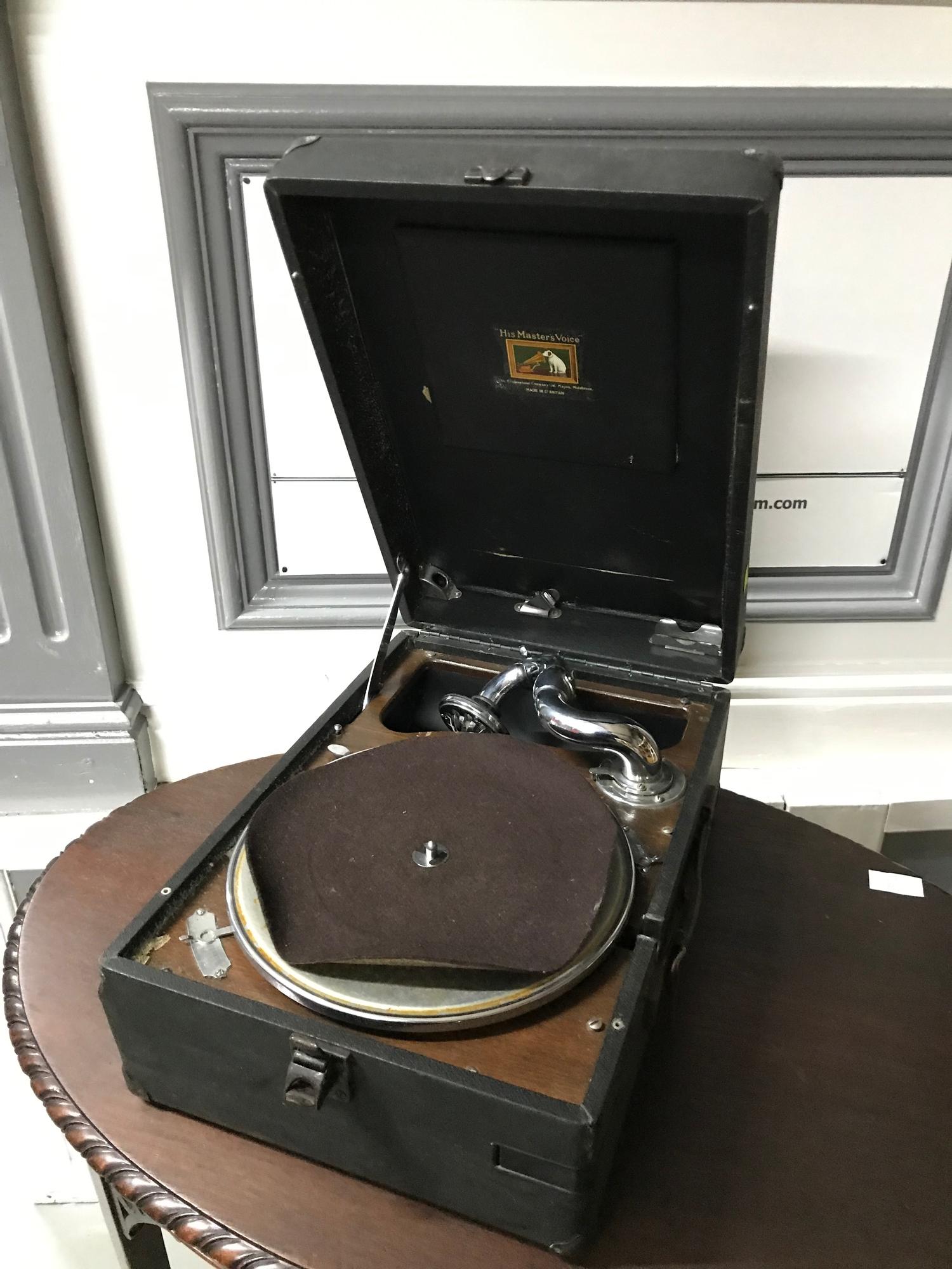 Vintage portable His Masters Voice Gramophone