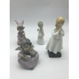 A Lot of 4 LLadro, Nao & Doulton figures, Includes LLadro Boy in bunny suit, LLadro Angel