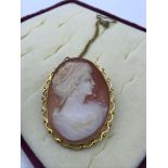 A 9ct gold ladies cameo brooch, 12 grams