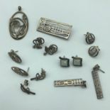 A Lot of Silver Rennie Mackintosh jewellery to include; pendant, brooch and five pairs of