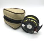 A Charlton 8500 1.2 Signature series fly reel with original pouch. Model 8500 1.2. Has Orvis fly