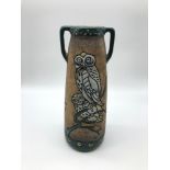 Large Austrian Amphora Campina Art Nouveau vase with owl design circa 1910. Measures 24cm in height.