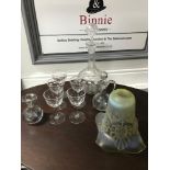 A Lot of Antique Crystal sherry glasses, decanter, vinegar oil decanter, small decanter with