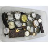 A tub of various antique and vintage pocket watches (unchecked)