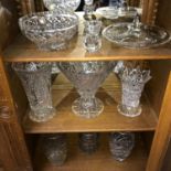 A Collection of large pieces of cut crystal vases and bowls.