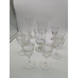 A selection of Victorian etched glasses