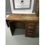 A Vintage solid oak school desk, Designed with 4 drawers, pull out writing slope and lift up side.