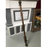 Antique curtain pole, Brass brackets and rings.
