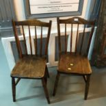 A Lot of 2 antique oak spindle back chairs.