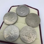A Lot of four various crowns together with 1776-1976 Liberty Eisenhower One Dollar Coin.