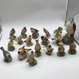 A Collection of Royal Worcester bird figurines together with Royal Doulton Kestrel decanter, full