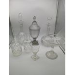 A selection of antique etched glass to include Victorian