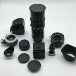 A Lot of Camera lenses and equipment Includes Meyer - Optik Gorlitz lens and other lenses.