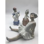 LLadro Juanita Flamenco dancer girl figurine, Nao girl figure & Nao sitting Ballerina figure.