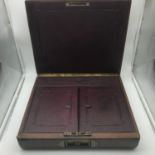 Antique travel document box with fitted stationary interior. No Key.