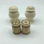 Two sets of early 1900's ivory pepper and salt pots