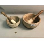 A Lot of two Large Victorian pestles and mortars