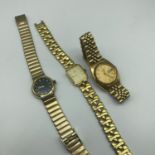 A lot of 3 ladies watches includes 2 Seiko Quartz and 1 Rotary watch.