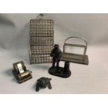 A mixed lot to include vintage desk top items and figurines